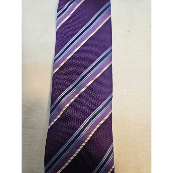 Canali Men's Purple Striped Silk Tie - Picture 1 of 5